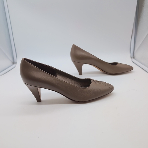 Vintage Naturalizer sz 7.5 Brown Leather Women's Heels Snake Print Accent - Picture 8 of 11